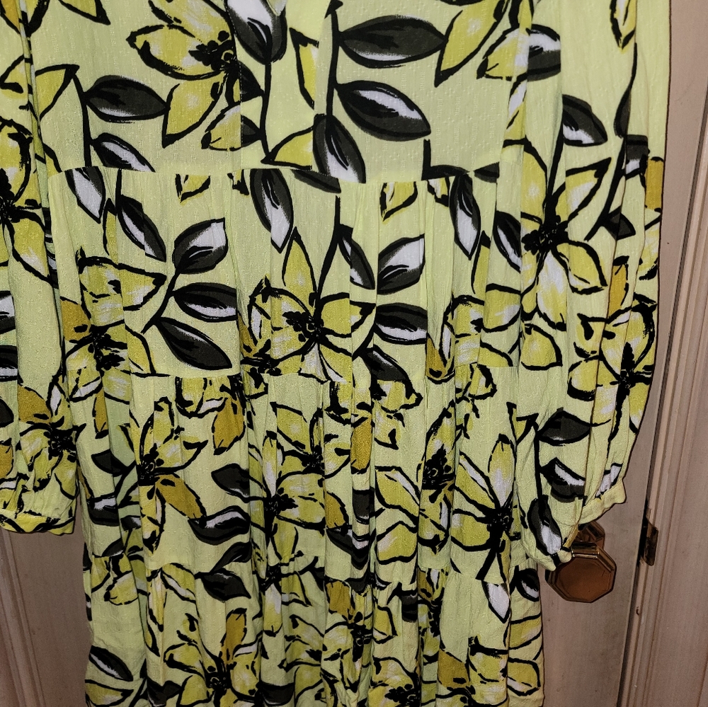 Misses Sz M P Anthropologie Maeve Tiered Dress Yellow Floral - Picture 10 of 10